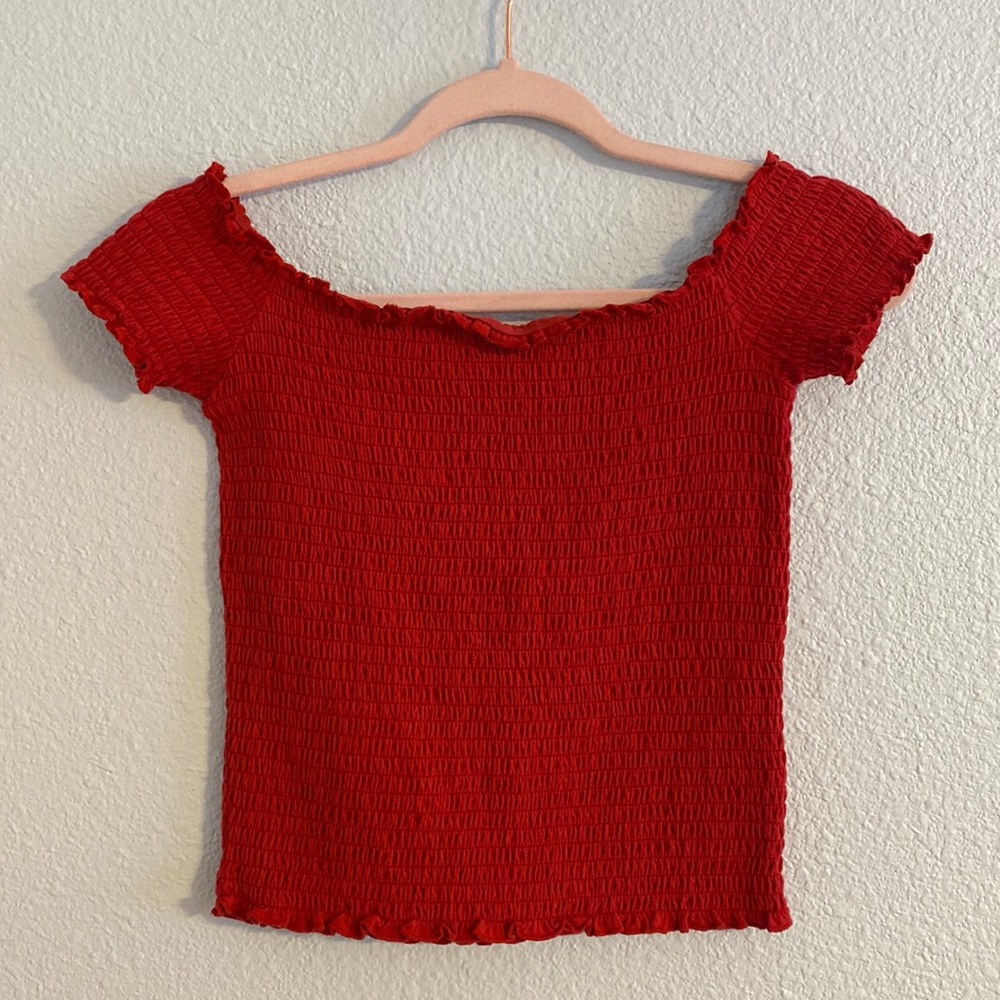 Hollister Red off the shoulder top